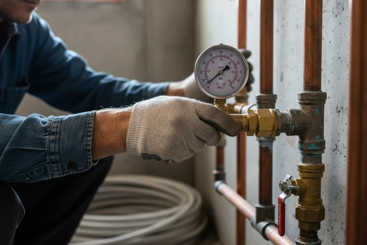 Pressure testing a repaired line during Water Line Repair in Huntley