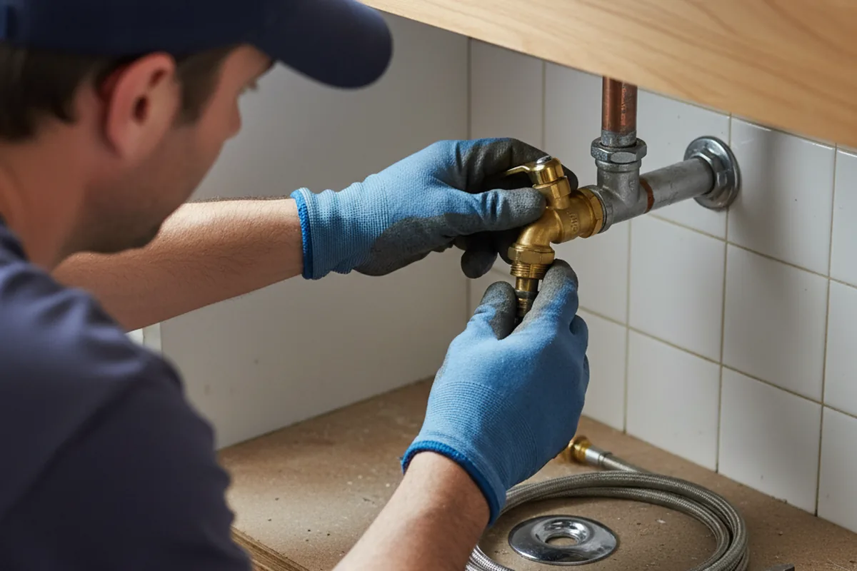 Shutoff valve and fitting work during Burst Pipe Repair in Huntley